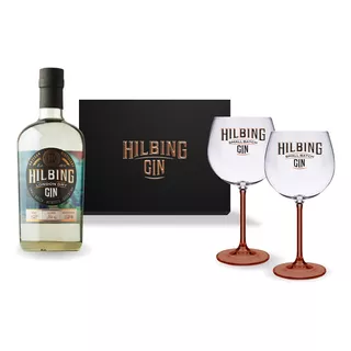 Kit Regalo Gin Hilbing 750ml + Box + 2 Copas Logo