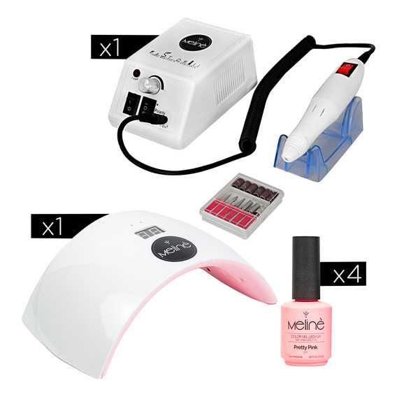 Kit 4x Esmaltes Semi + Cabina Nail Lamp + Torno Meliné