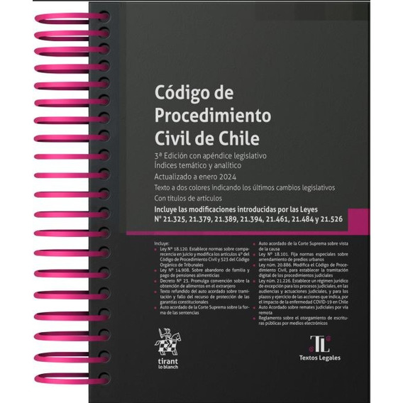 Código Procedimiento Civil De Chile 3ª Edición 2024 Anillado