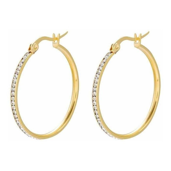 Hermosas Arracadas De Oro 24k Lam Con Brillantes Swar