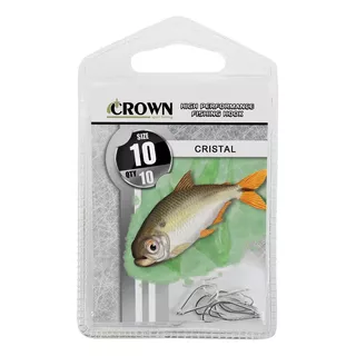 Anzol Pesca Crown Cristal Niquel P/ Lambari Nº 10 C/ 10 Pçs