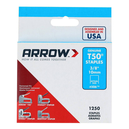 Grapa Arrow 3/8 10mm T50 Set 1250 Piezas