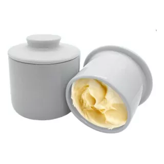 Porta Manteiga Retro Exclusiva Fazenda 200g Branca Oferta