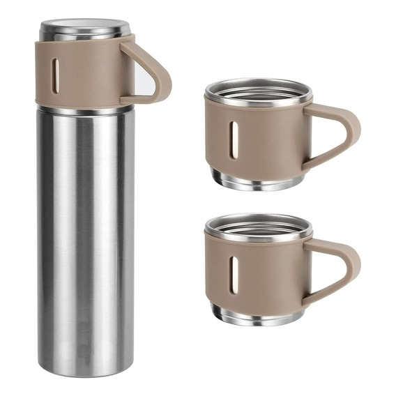 Set Termo Para Agua Caliente/fría + 3 Tazas 500 Ml Cafe Mate