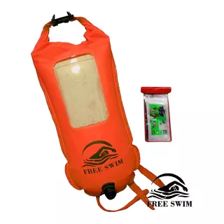Boya De Natación Free Swim Naranja 28lt Con Porta Smartphone