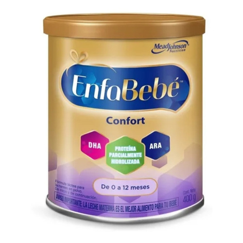 Leche de fórmula en polvo Mead Johnson EnfaBebé Confort en lata de 1 de 400g - 0  a 12 meses