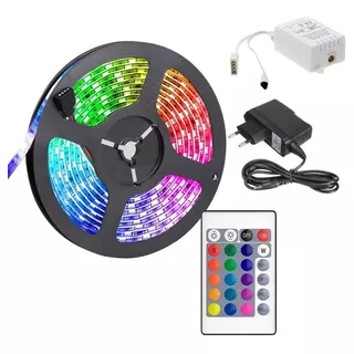 Cinta Tira Luces Led Rgb 5m  Con Transformador + Control