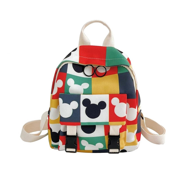 Mochila Infantil Escolar A Cuadros Disney Mickey O Minnie