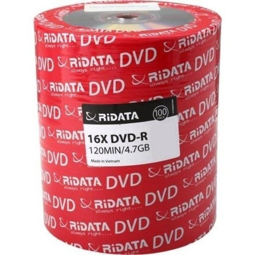 Disco virgen DVD-R Ridata de 16x por 100 unidades