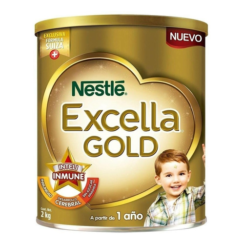 Leche de fórmula en polvo Nestlé Excella Gold en lata de 1 de 2kg - 12 meses a 3 años