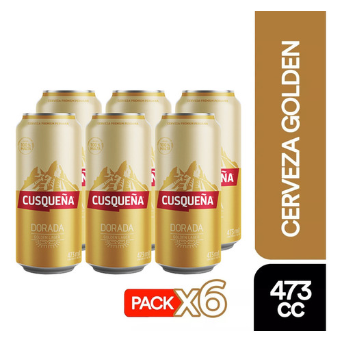 Pack 6 Cerveza Cusqueña Dorada Lata De 473cc