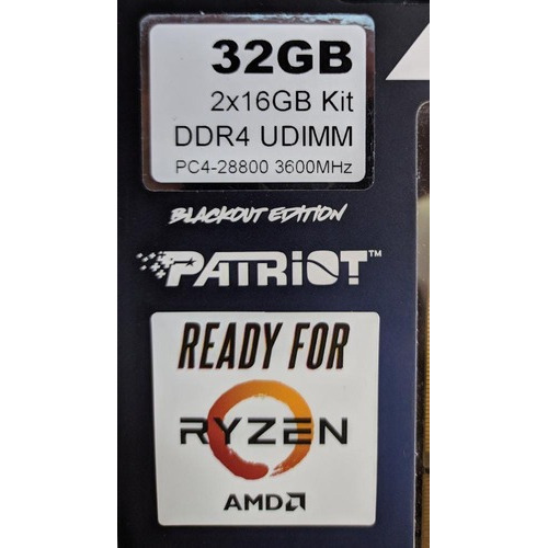 Memoria RAM Viper 4 Blackout gamer color negro 32GB 2 Patriot PVB432G360C8K