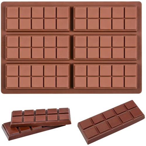 Molde de silicona rectangular 6 unidades para tableta barra de chocolate color marrón pastelería CL