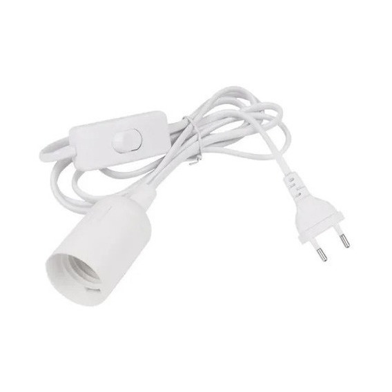 Soquete E27 Enchufe Interruptor Cable Blanco