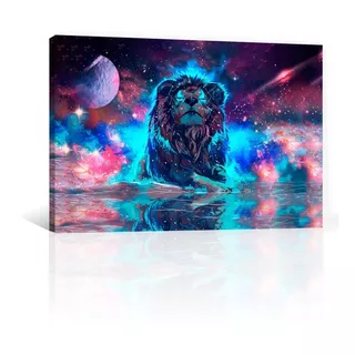 Cuadro Decorativo Canvas Artisitcas Leon Espacial