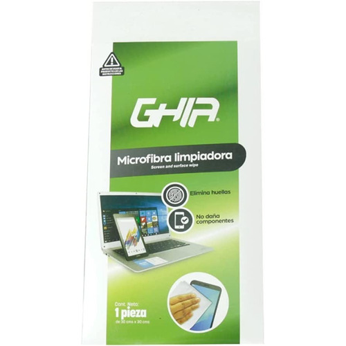 Limpiador de pantalla Ghia GLS-008 toalla de microfibra de 30x30cm color Blanco