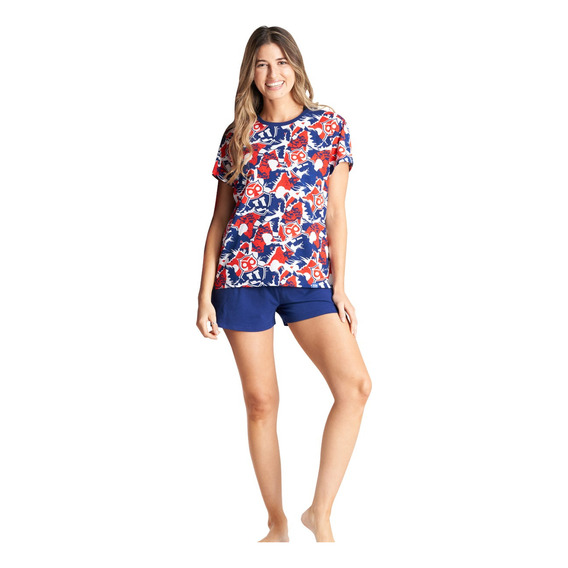 Pijama Algodón Mujer Verano Universidad De Chile C1 Top