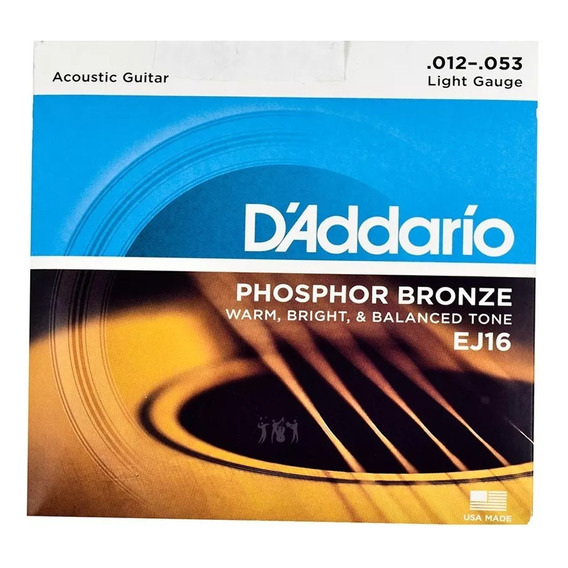 Encordado Daddario Ej16 Bronce Fosforado 012 - 053 Acustica