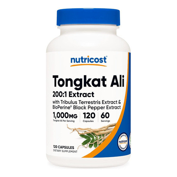 Tongkat Ali Extracto 1000mg Con Pimienta Negra 120 Capsulas 