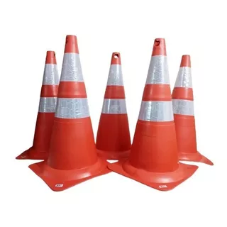 5 Cones Borracha Flexível 75 Cm Lar/bco C/faixas Refletivas