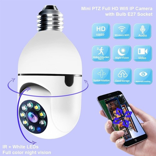 Cámara Ip Wifi 1080p Luz Led 360 ° Bombilla Inalámbrica E27