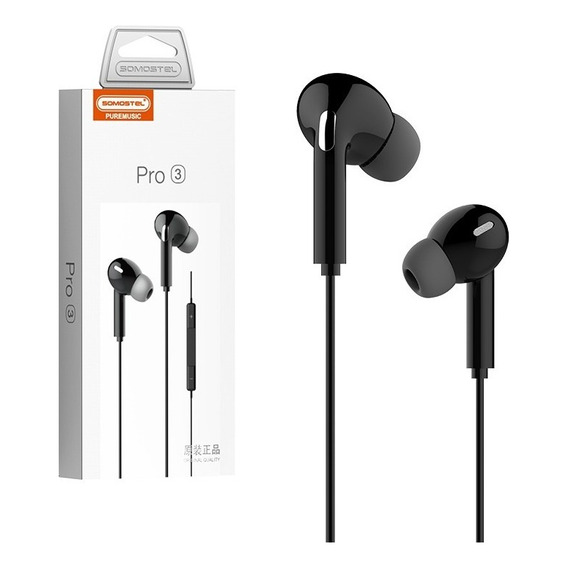 Auriculares In Ear Ios Android Laptop Celu Cable Black White Color Negro