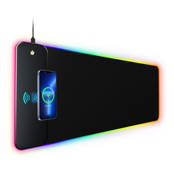 Rgb Mouse Pad Carga Inalámbrica Antideslizante 80x30 Cm