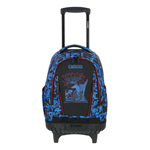 Mochila Infantil Con Carro Xtrem Cross Color Azul Diseño de la tela Liso