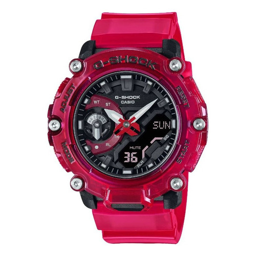 Reloj Casio G-shock Skeleton Ga-2200skl-4acr Para Caballero Color de la correa Rojo Color del bisel Rojo Color del fondo Rojo