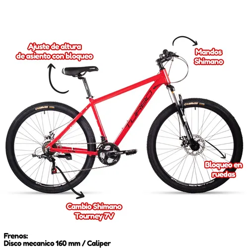 Bicicleta De Monta a Turbo Rodada 27.5 De Aluminio 21 Vel Color