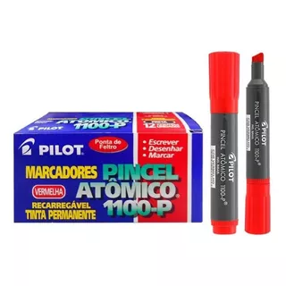 Marcador Atomico 1100-p Pilot Caixa C/12 Unid. Cor Vermelho