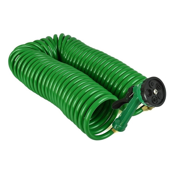 Manguera Para Riego Retráctil Extensible 15 Mts + Pico Y Pistola Ferreteria Express Color Verde