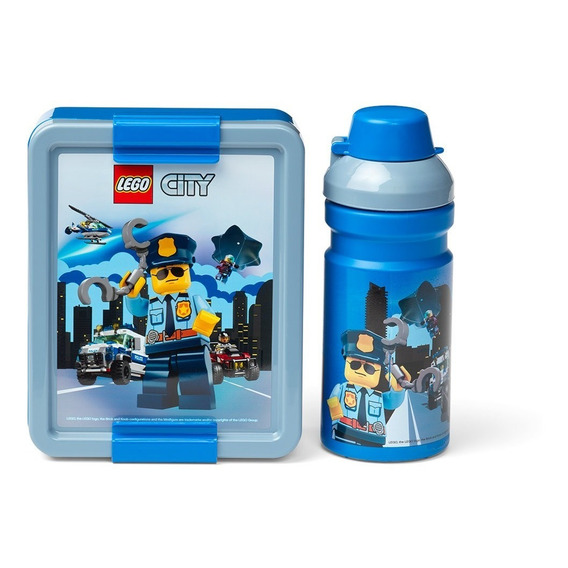 Lego Set Lunchera Y Botella Vianda Escolar Viaje Infantil Color City