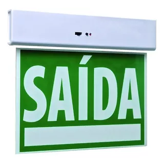 Placa Sinalizaçao Saida Emergencia Recarregavel Lampada Led Cor Verde Bivolt