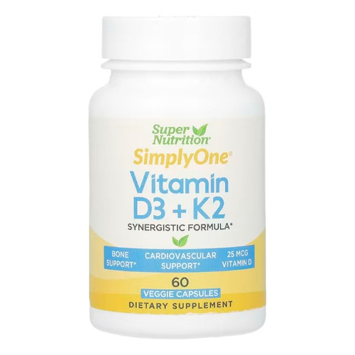 Vitamina D3+ K2 1000iu 60 Caps Supernutrition Colecalciferol Sabor Sin Sabor