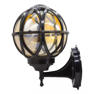 Farol Redondo De Pared Estilo Vintage Exterior / Interior Color Negro 85-265v