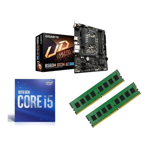 Combo Intel Core I5 10400 + Gigabyte B560m Ds3h Ac + 16gb