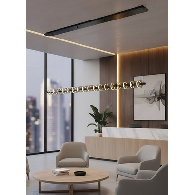 Colgante Led Sidney M 24w Negro Deco Moderno 1,24mt  Negro