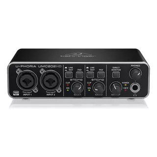 Interface De Áudio Behringer U-phoria Umc202hd Preta