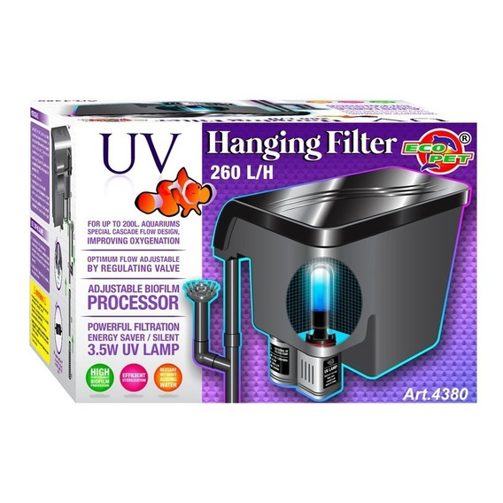 Filtro Cascada Pecera Acuario 200 L Lampara Uv 260 L/h 4380