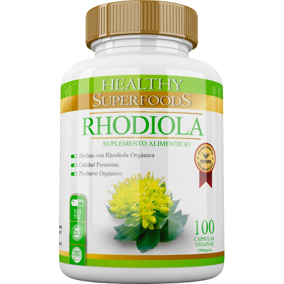 Rhodiola Rosea Premium Pura 100 Capsulas 500mg Sabor Natural