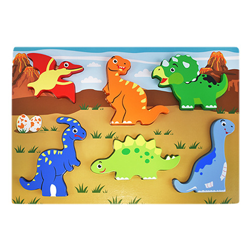 Juego De Encastre Puzzle De Madera Dinosaurios