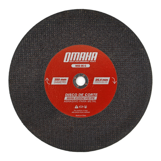 Disco De Corte 355 X 25,4 X 3 Mm Omaha X 5 Unidades Metales Color Negro