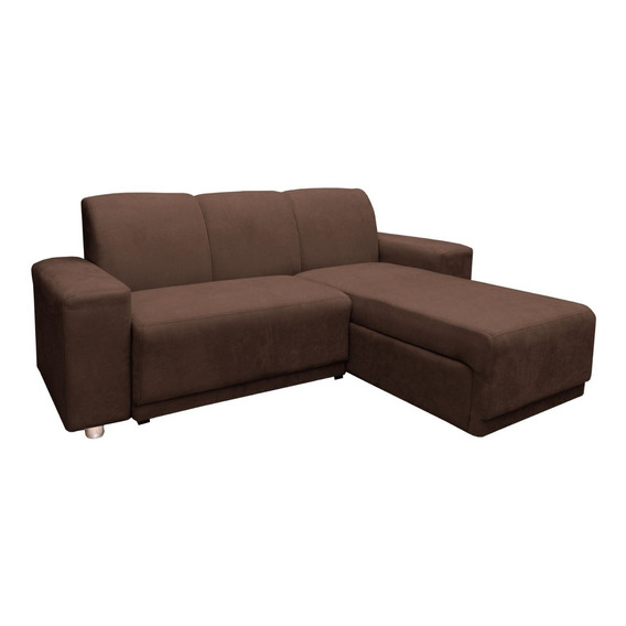 Sillon Juego De Living Comedor Sofa Chaise Long Marron Plaza