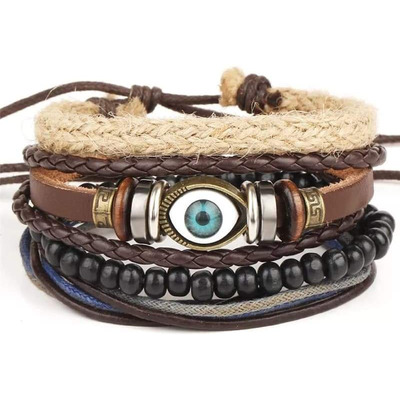 Pulsera Hombre Infinito Piel Colección De 4 Envio Gratis