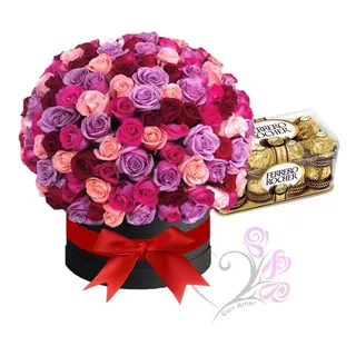 Arreglos Florales 100 Rosas Colores + Chocolates Cdmx