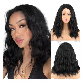 Peruca C/ Semi Lace Wig Organica Ondulada Aspecto Natural