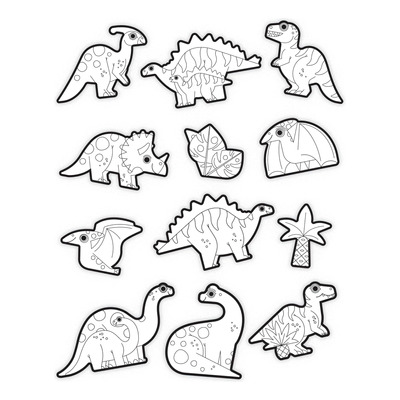 Set Stickers Para Colorear De Dinosaurios Y Crayones Niños