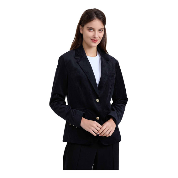 Blazer Mujer Terciopelo Con Solapa Negro Fashion's Park