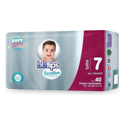 Pañales Bbtips Sensitive Etapa 7 unisex XXG